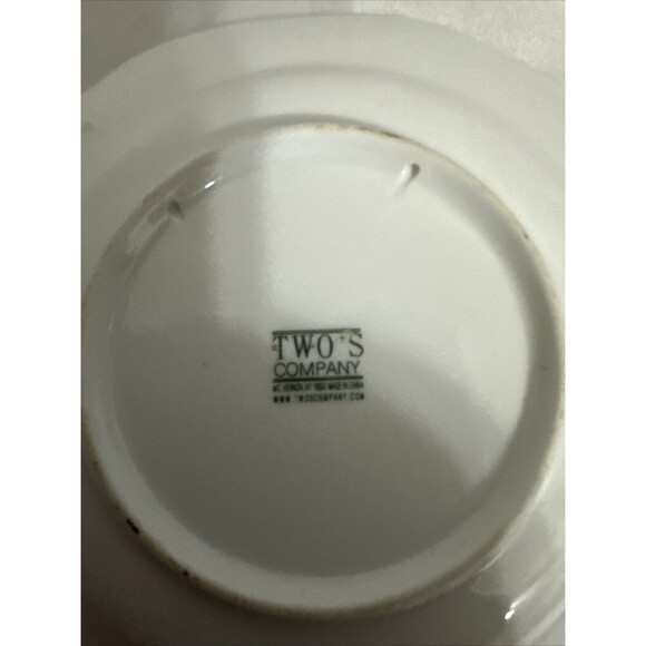 Two’s Company Blue Flowers Green Leaves 6" Decorative Gold Trim Plate - Picture 6 of 8